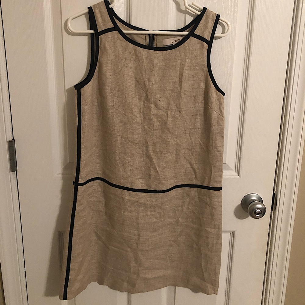 Loft linen - tan/black size 4 dress